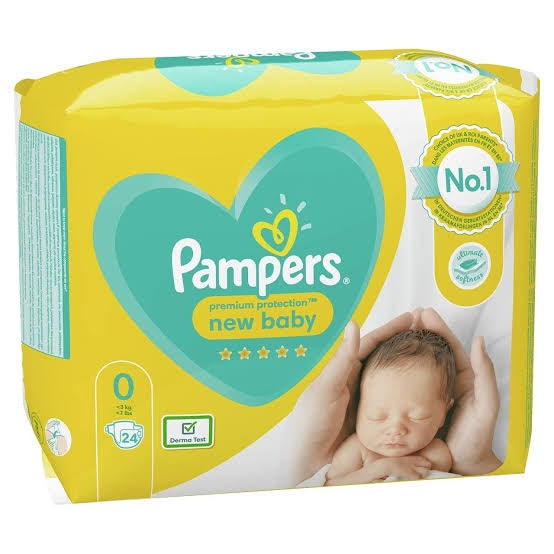 Pampers premium protection new baby 1 to 3kg micro diaper or preemie 24 pcs
