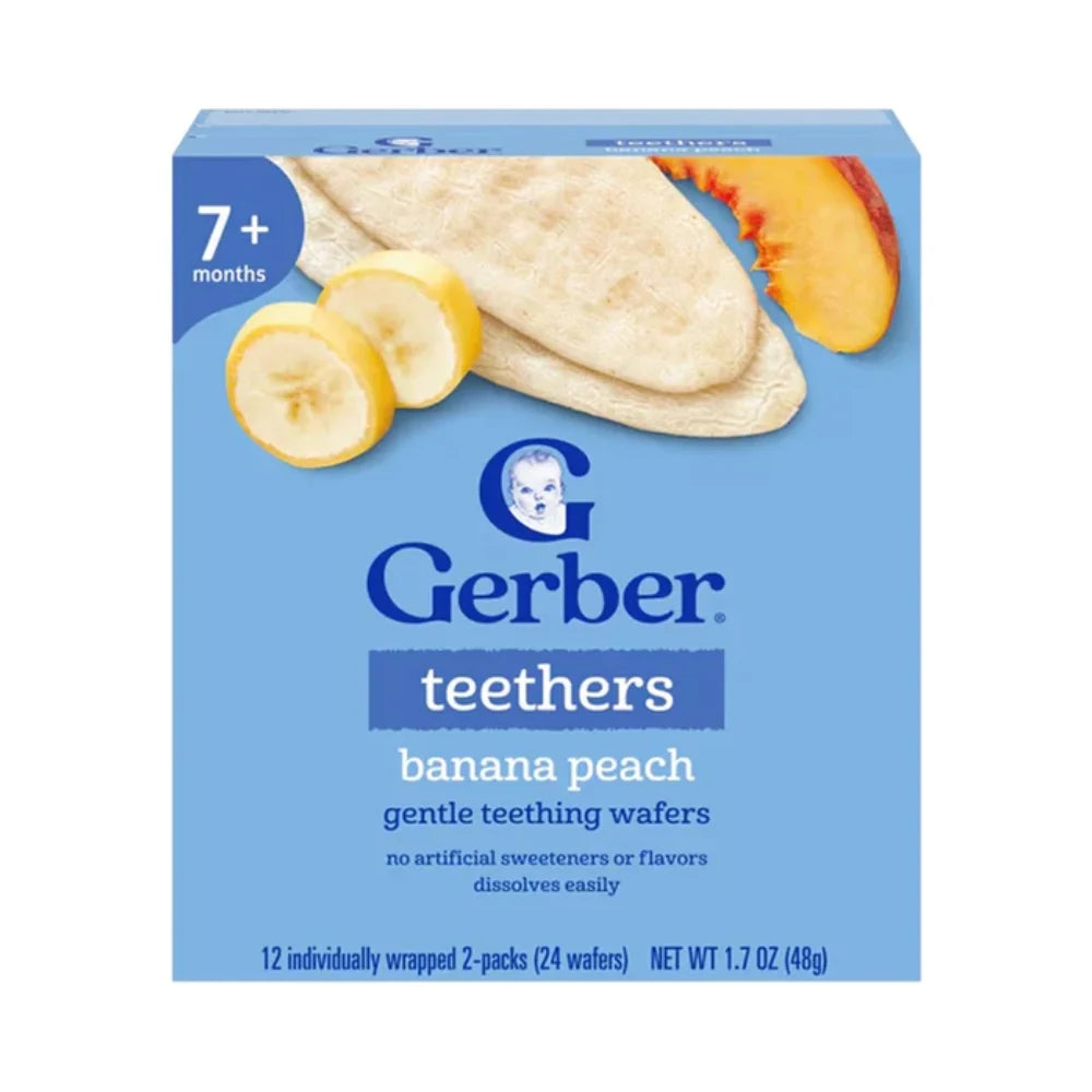 Gerber Banana Peach Teething Wafers 7 Plus Months Crawler - 48g