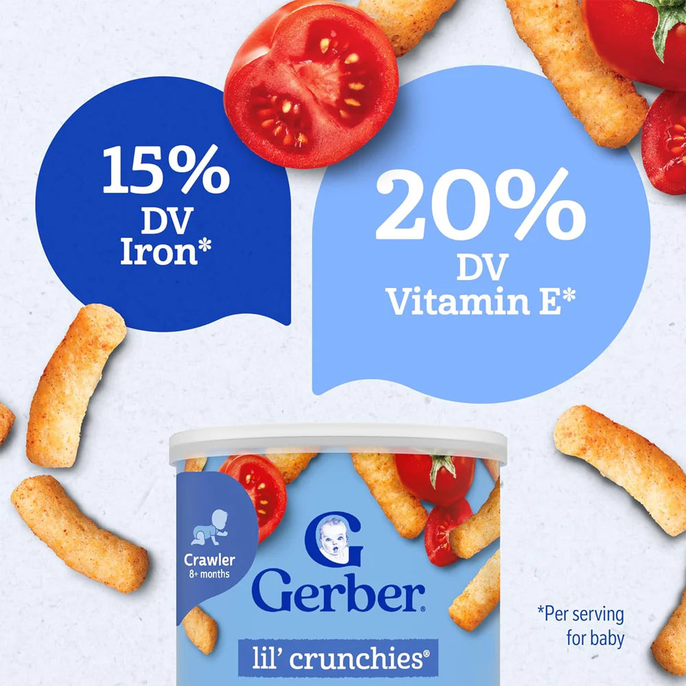 Gerber Lil’ Crunchies® Garden Tomato snacks for baby Crawler 8+ months
