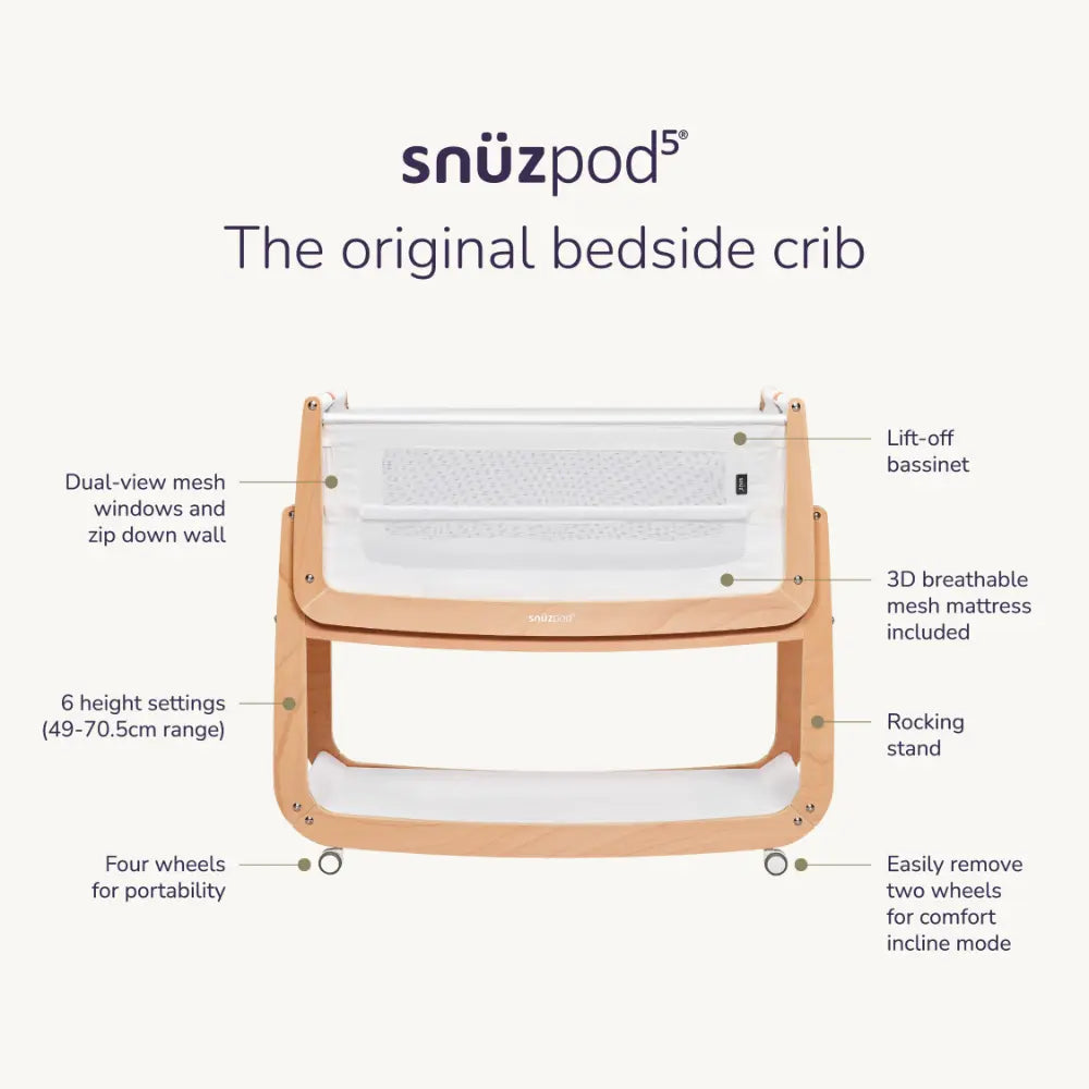SnuzPod5 Co-Sleeping Bedside Baby Crib