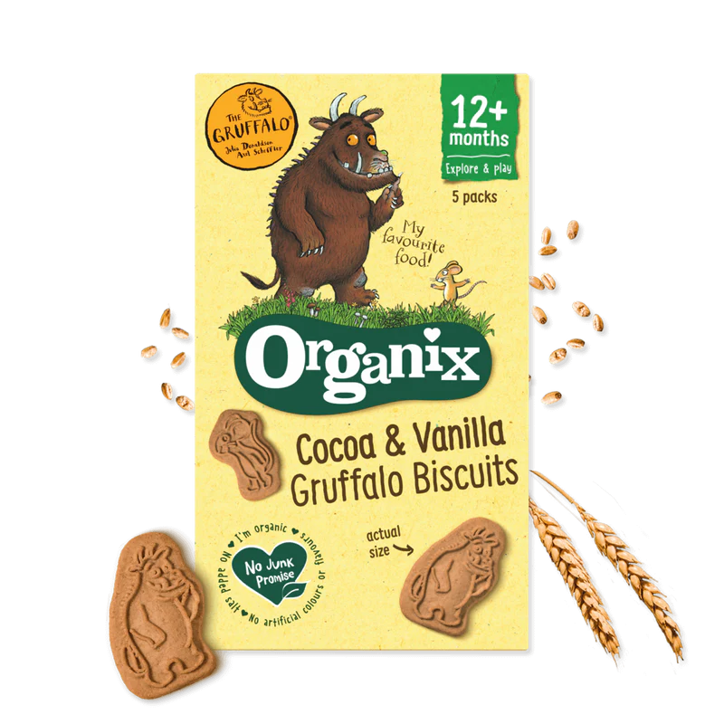 Organix Gruffalo Cocoa Vanilla Biscuits 100g for 12 Plus Months