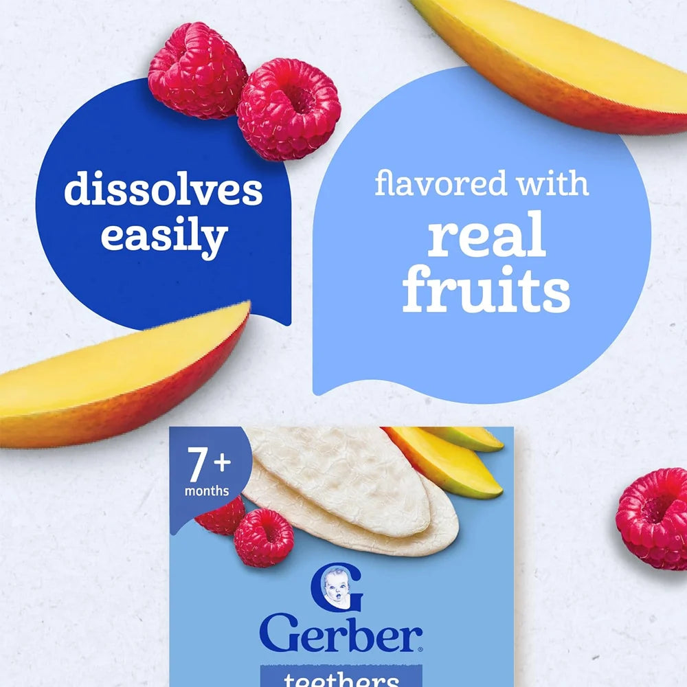Gerber Mango Raspberry Teething Wafers 7 Plus Months Crawler - 48g