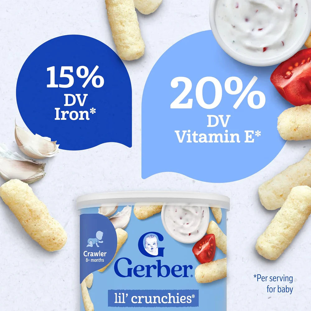 Gerber Lil’ Crunchies® Veggie Dip snacks for baby Crawler 8+ months