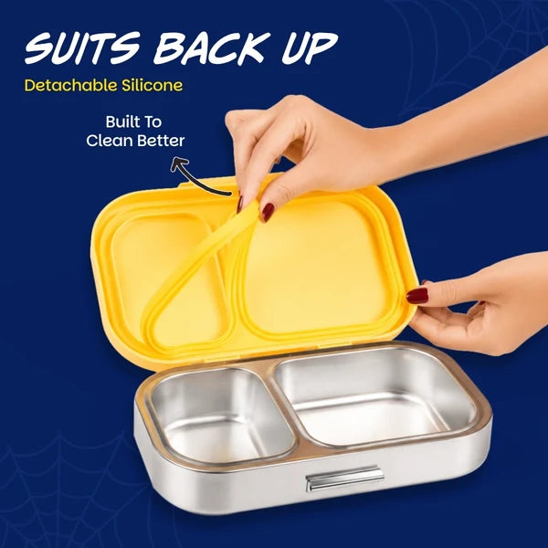 Basil Bento Ace 2 Compartment Stainless Steel Lunchbox - 600 Ml