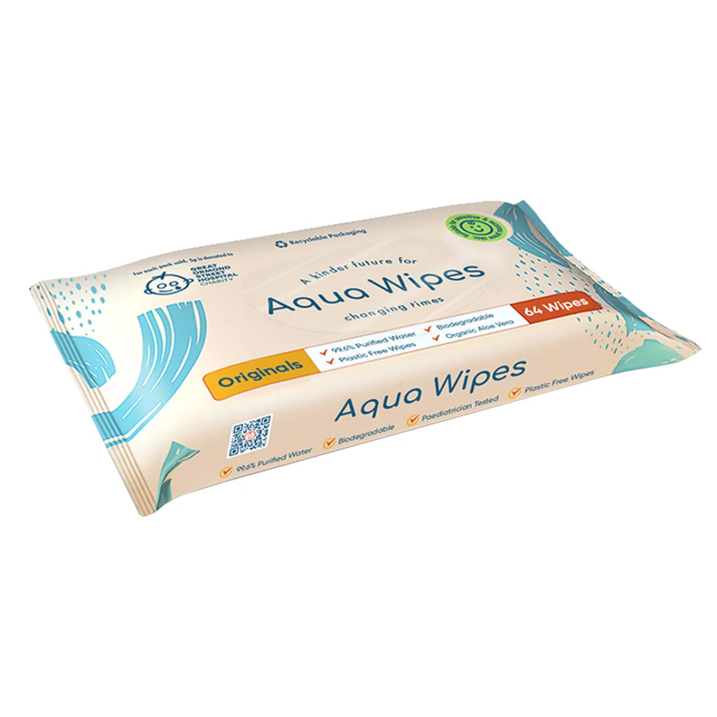 Aqua Wipes Original 99.6% Water Baby Wipes 64 Count