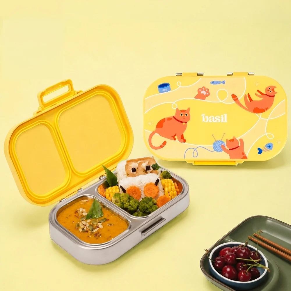Basil Bento Ace 2 Compartment Stainless Steel Lunchbox - 600 Ml