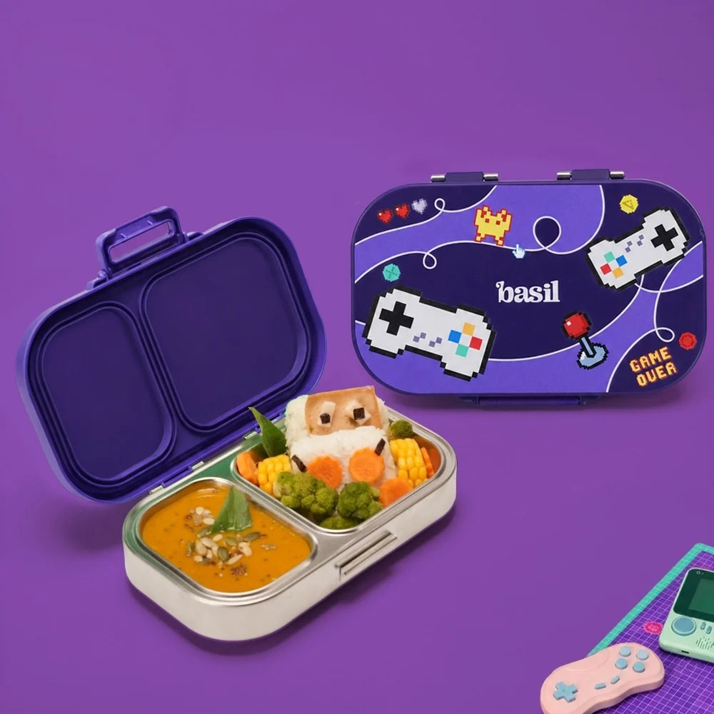 Basil Bento Ace 2 Compartment Stainless Steel Lunchbox - 600 Ml