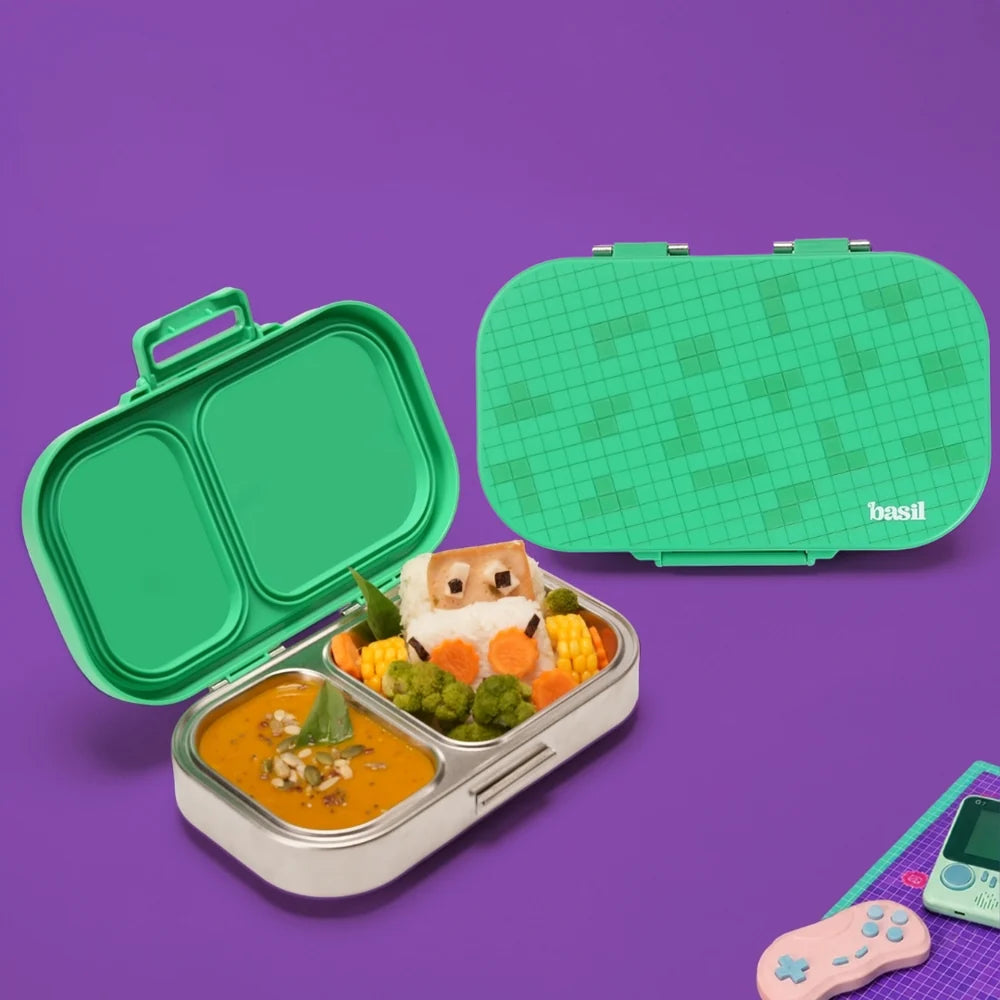 Basil Bento Ace 2 Compartment Stainless Steel Lunchbox - 600 Ml