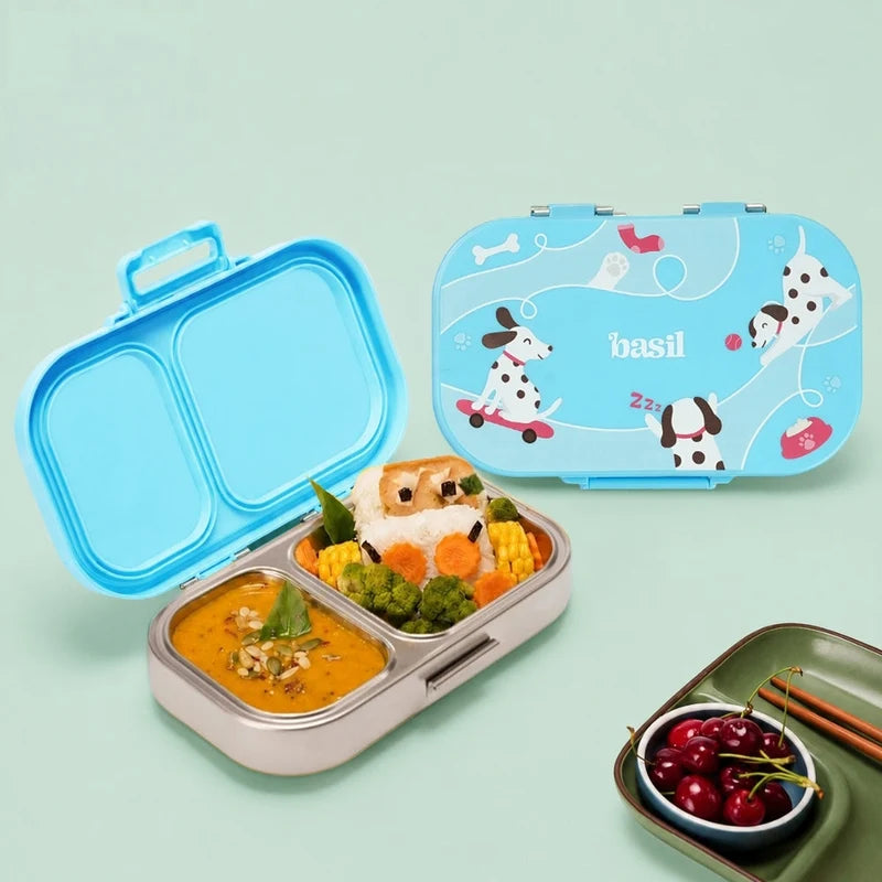 Basil Bento Ace 2 Compartment Stainless Steel Lunchbox - 600 Ml
