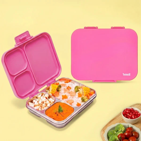 Basil Bento Ace 3 Compartment Stainless Steel Lunchbox - 1000 Ml
