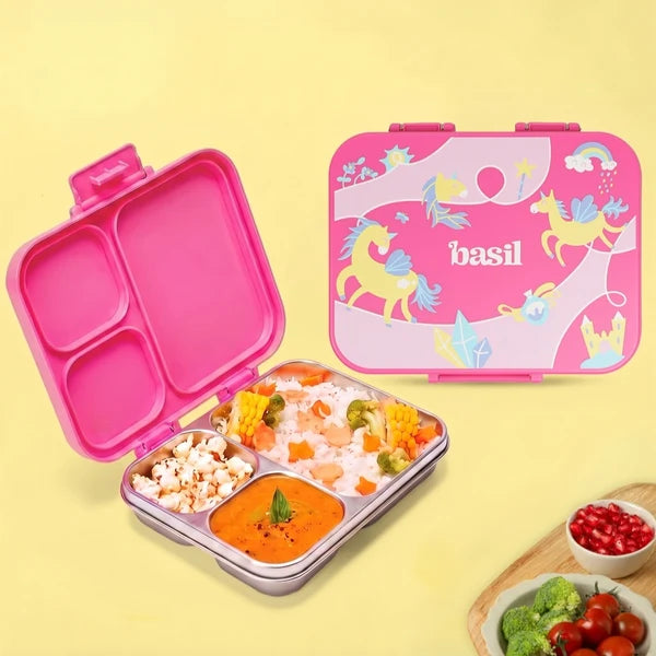 Basil Bento Ace 3 Compartment Stainless Steel Lunchbox - 1000 Ml
