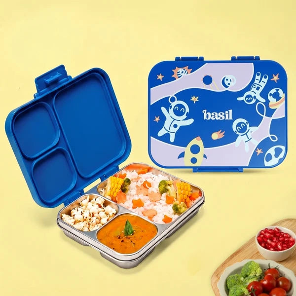 Basil Bento Ace 3 Compartment Stainless Steel Lunchbox - 1000 Ml