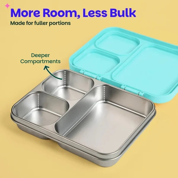Basil Bento Ace 3 Compartment Stainless Steel Lunchbox - 1000 Ml