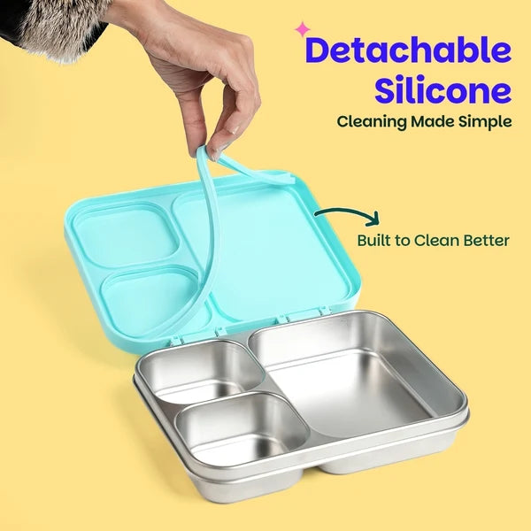 Basil Bento Ace 3 Compartment Stainless Steel Lunchbox - 1000 Ml