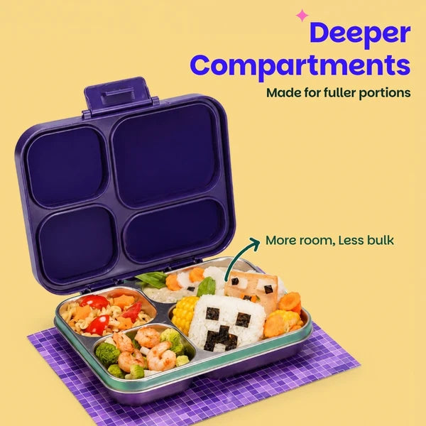 Basil Bento Ace 4 Compartment Stainless Steel Lunchbox - 1000 Ml