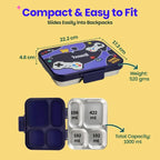 Basil Bento Ace 4 Compartment Stainless Steel Lunchbox - 1000 Ml