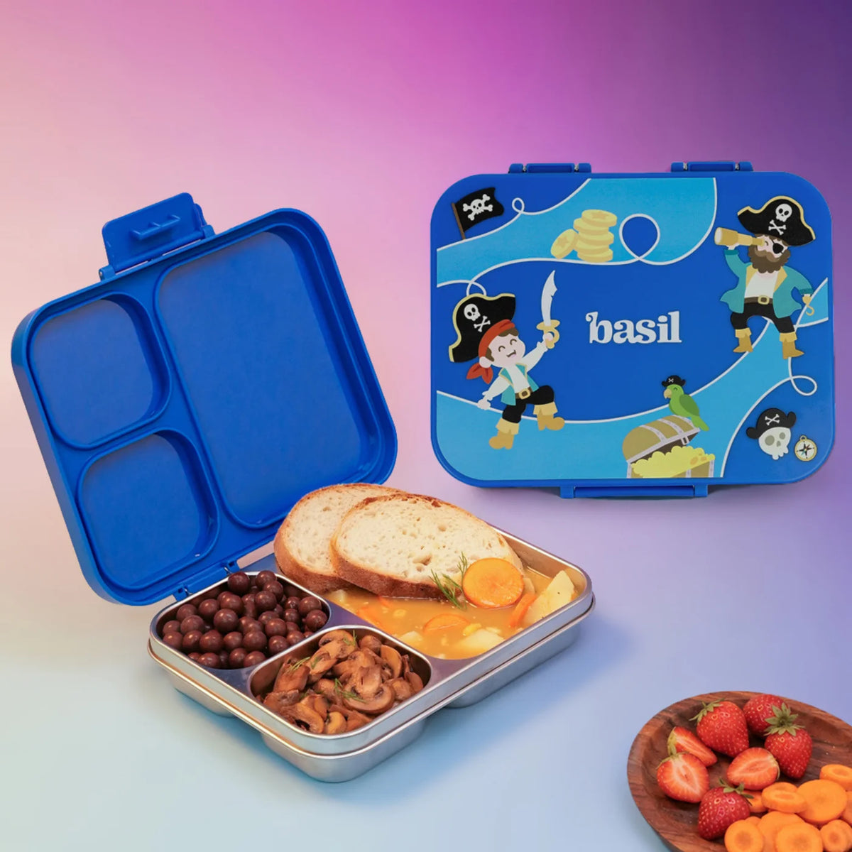 Basil Bento Ace 3 Compartment Stainless Steel Lunchbox - 1000 Ml