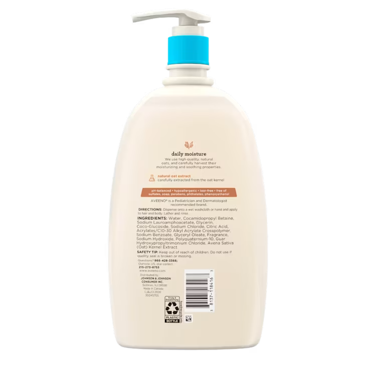 Aveeno Baby Daily Moisture Wash & Shampoo 33 FL OZ 976 ML