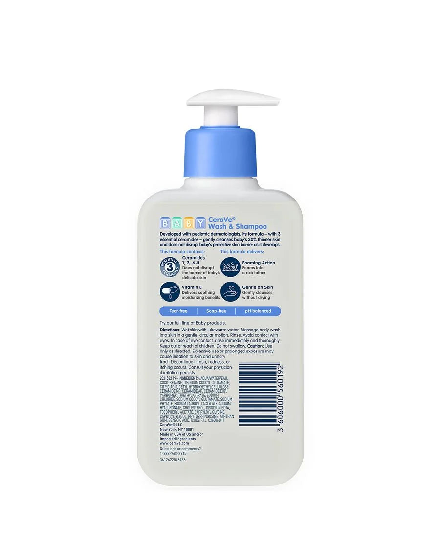 CeraVe Baby Wash and Shampoo Gentle Cleansing 8 FL OZ 237 ml