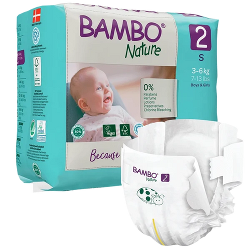 Bambo Nature Diapers Size 2 Small 3 to 6kg 30 Count
