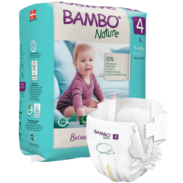 Bambo Nature Diapers Size 4 Large 7 to 14kg 24 Count
