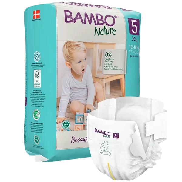 Bambo Nature Diapers Size 5 Xl 12 to 18kg 22 Count
