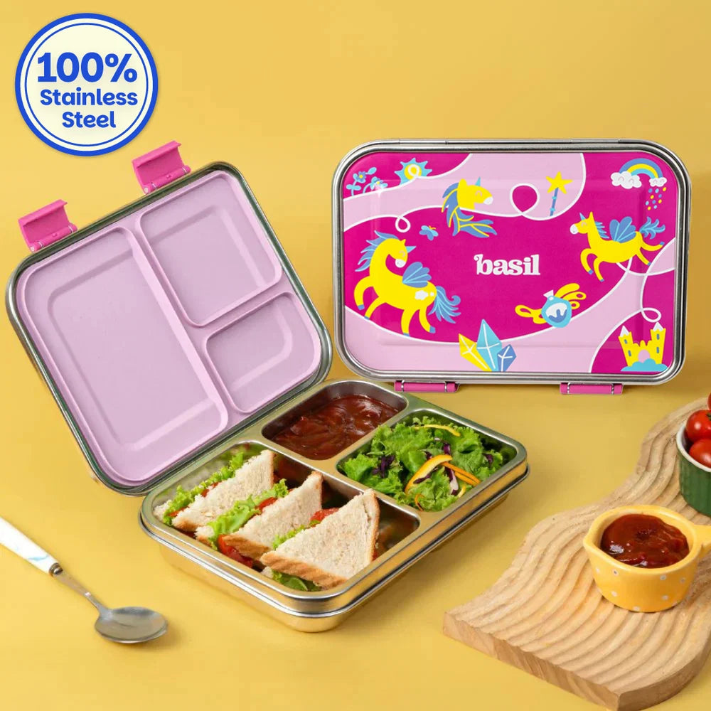 Basil Bento Neo Steel Lunch Box 3 Compartment