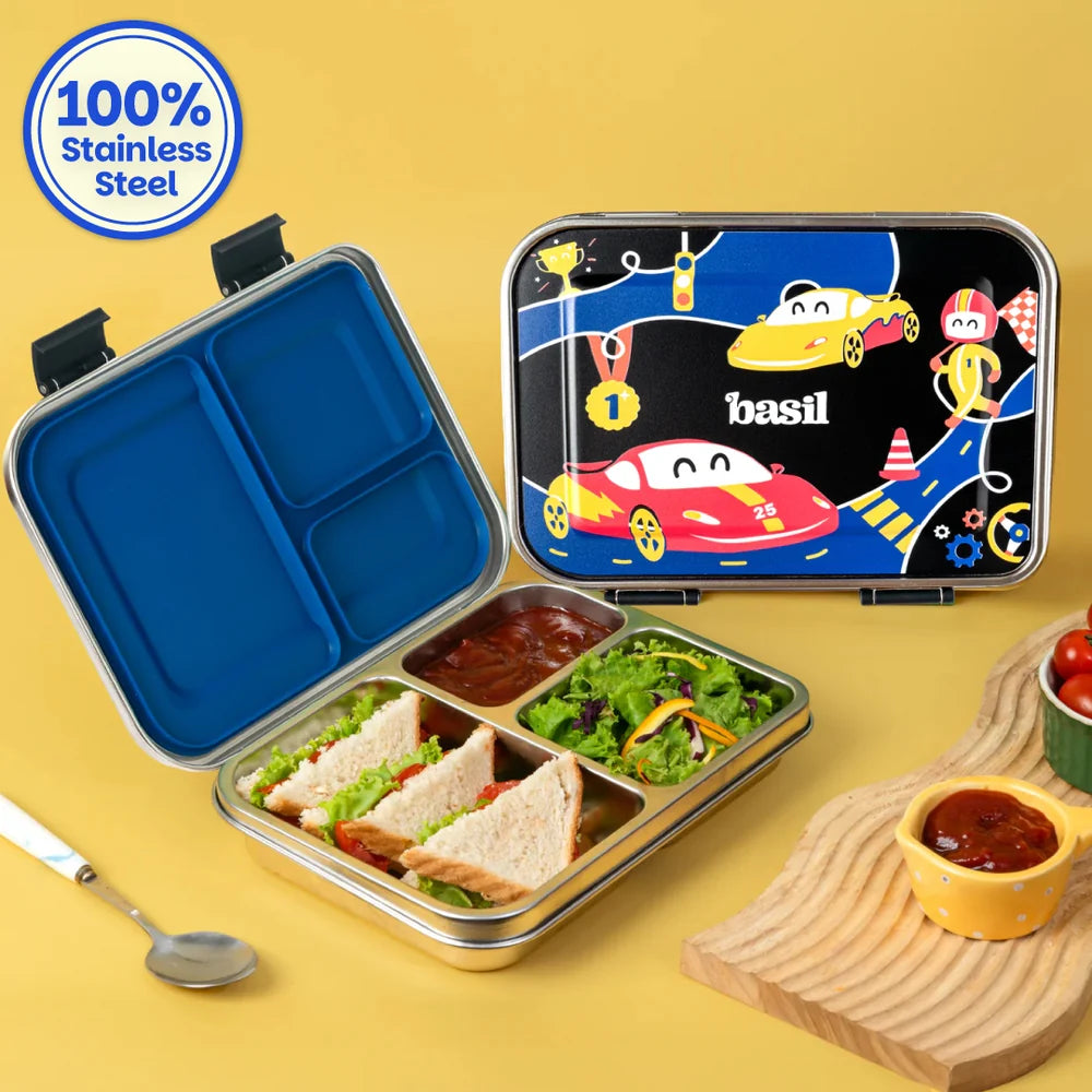 Basil Bento Neo Steel Lunch Box 3 Compartment