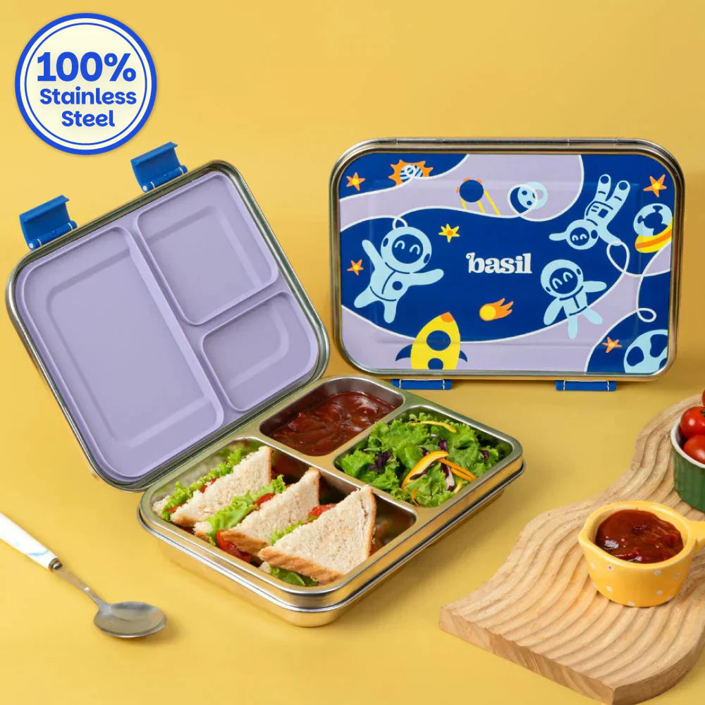 Basil Bento Neo Steel Lunch Box 3 Compartment