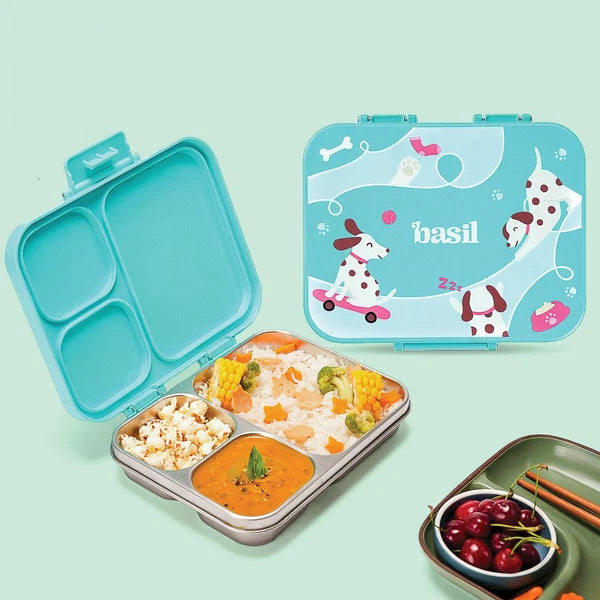 Basil Bento Ace 3 Compartment Stainless Steel Lunchbox - 1000 Ml