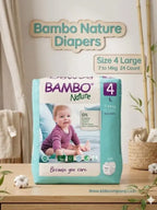 Bambo Nature Diapers Size 4 Large 7 to 14kg 24 Count