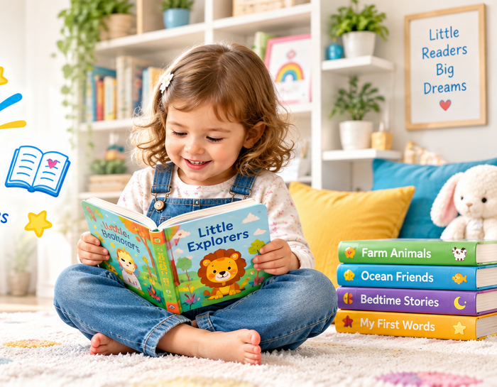 Child enjoying board books