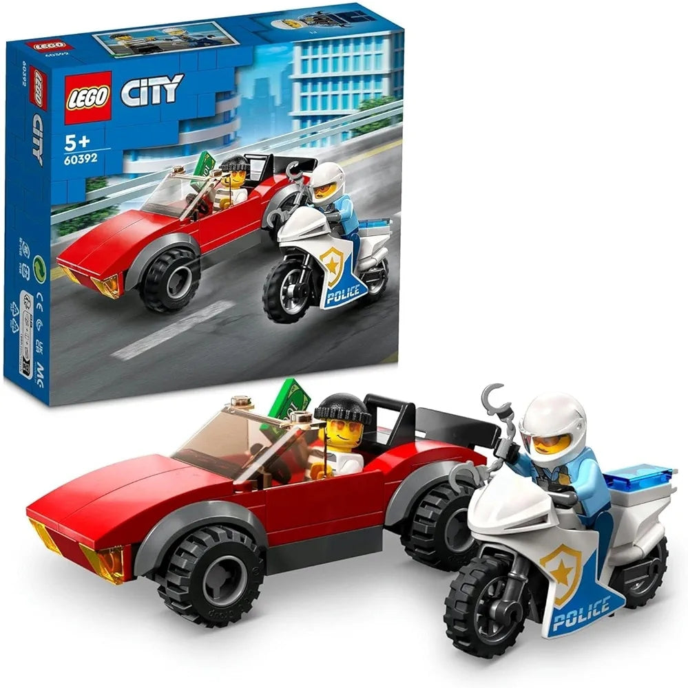 Lego 60392 City Police Bike Car Chase  Building Toy Set 59 Pcs Multicolor
