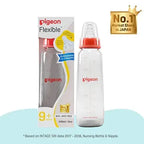 Pigeon Flexible glass Bottle Nursing Feeding Bottle With Added Nipple L For 9 Plus Month Babies 240ml 8oz