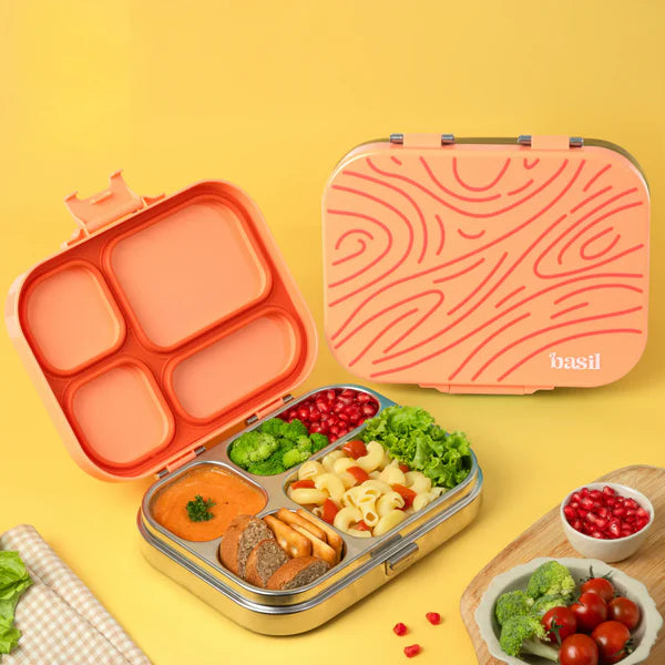 Basil Bento Quad 4 Compartment Stainless Steel Lunchbox
