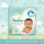 Pampers Premium Taped Diapers Size 4 9 to 14kg 54 Count Made in Saudi Arabia