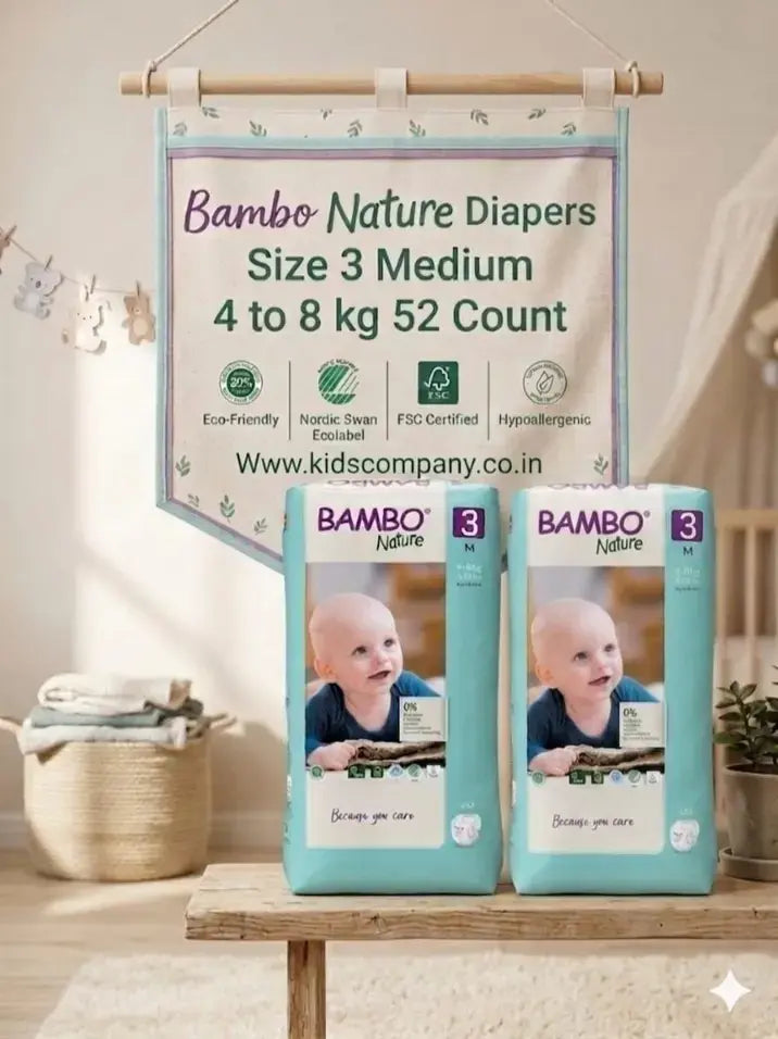 Bambo Nature Diapers Size 3 Medium 4 to 8 kg 52 Count