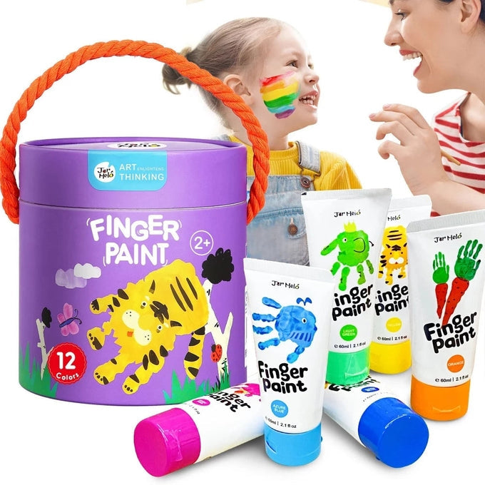 Jar Melo Washable Finger Paint 12 Colors Set Age 2 plus Years