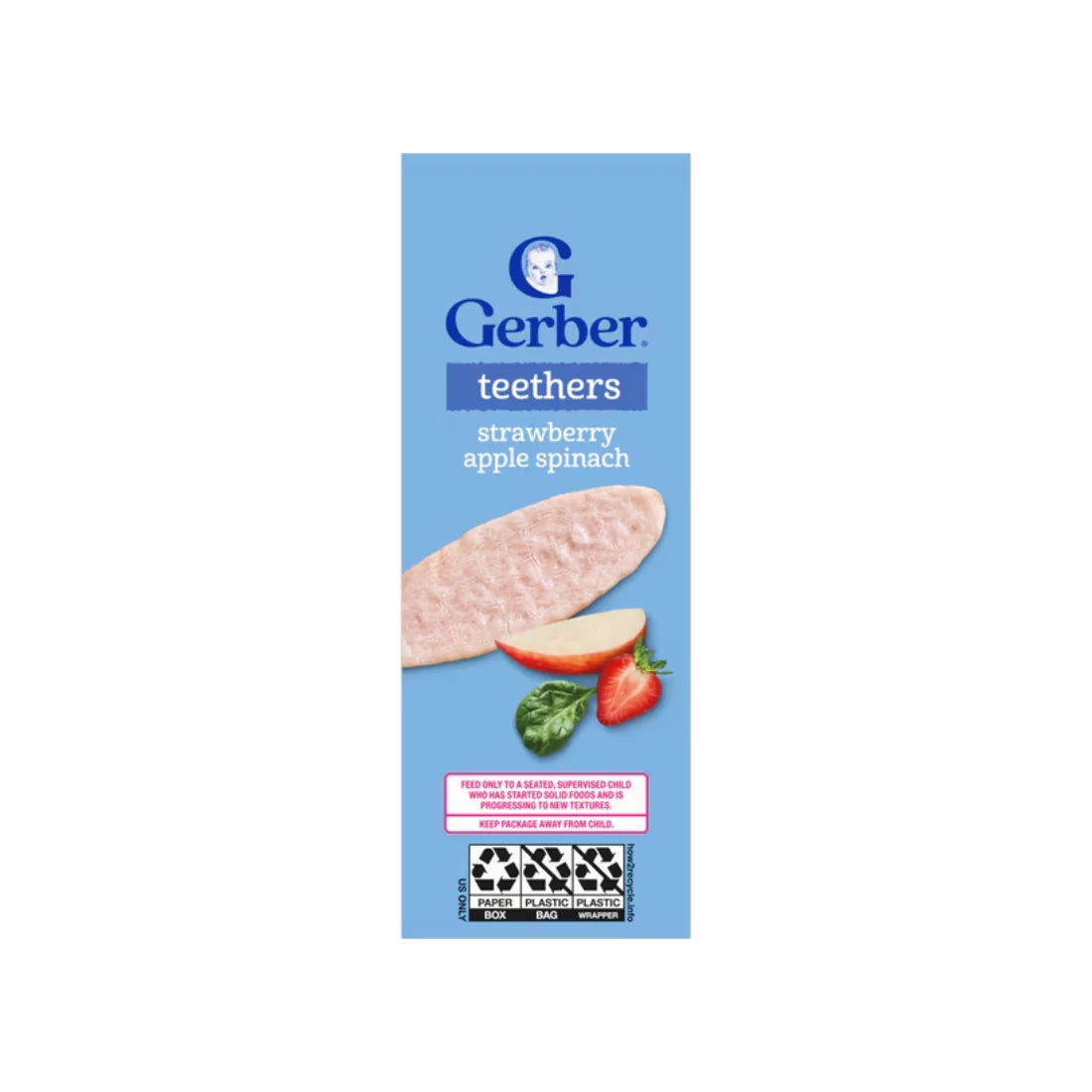 Gerber Strawberry Apple Spinach Teething Wafers 7 Plus Months Crawler - 48g