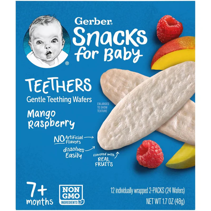 Gerber Mango Raspberry Teething Wafers 7 Plus Months Crawler