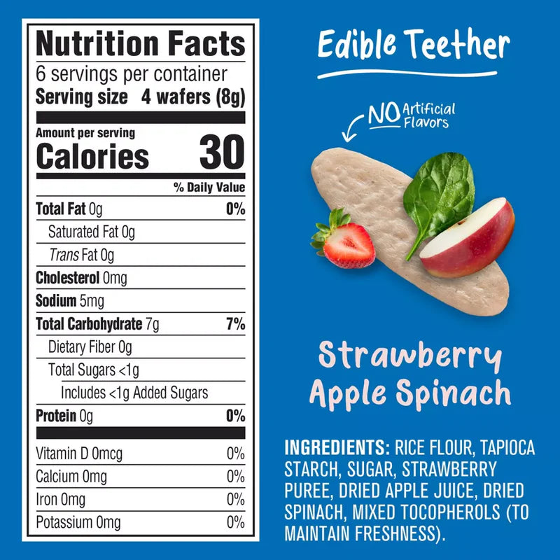 Gerber Strawberry Apple Spinach Teething Wafers 7 Plus Months Crawler