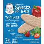 Gerber Strawberry Apple Spinach Teething Wafers 7 Plus Months Crawler