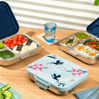 Basil Bento Quad + 3 Plus 1 Compartment Stainless Steel Lunchbox