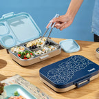 Basil Bento Quad + 3 Plus 1 Compartment Stainless Steel Lunchbox