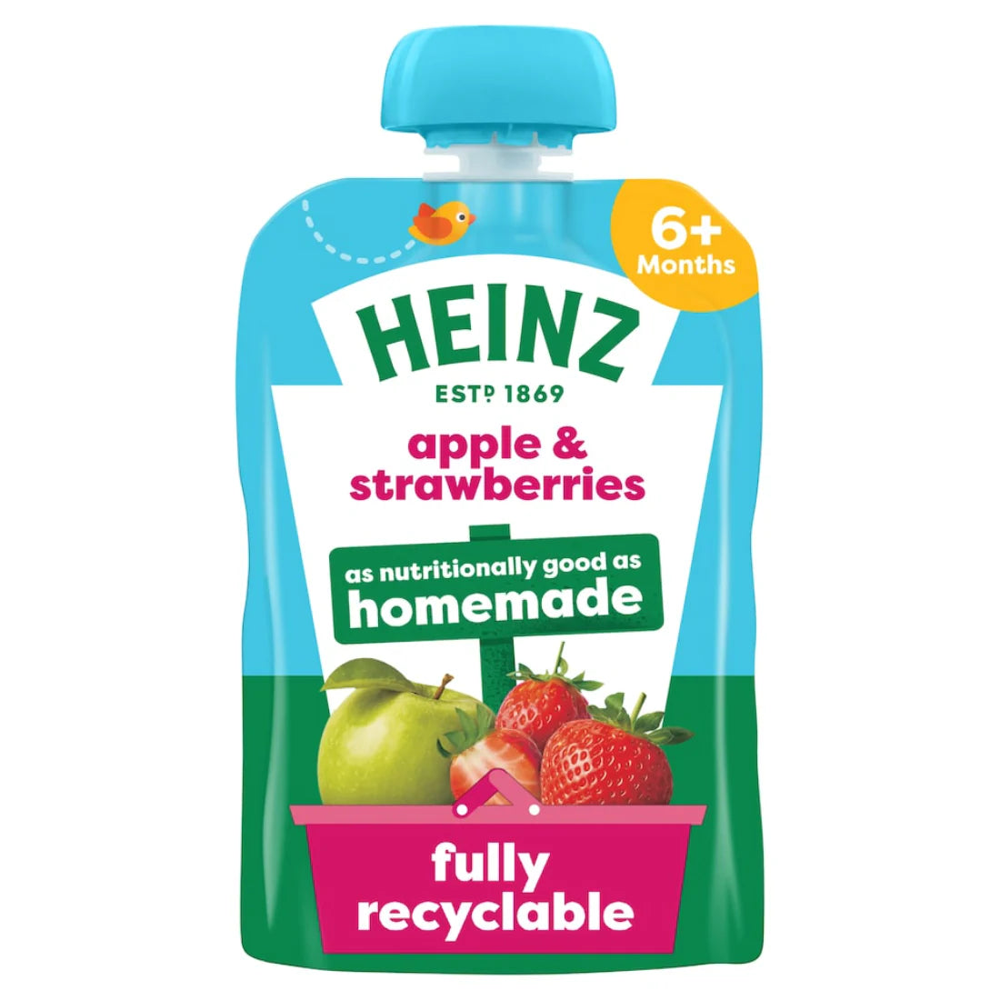 Heinz Apple Strawberry  Baby Puree Pouch 100g 6 Plus Months