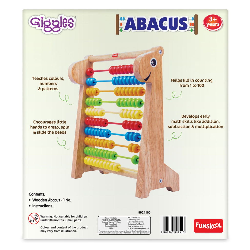 Giggles  Abacus Multicolour Wooden Educational Toy Early Math Skills 3 Years and Above Preschool Toys 1 pieces