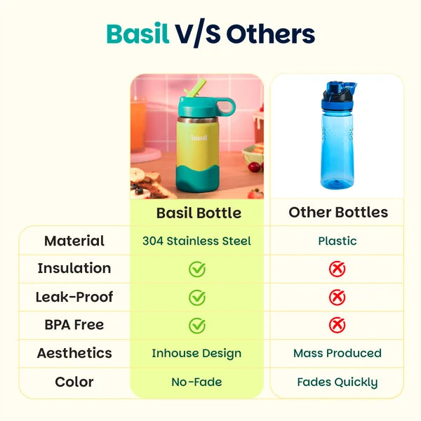 Basil HydraPop Insulated Stainless steel Sipper with Loop Handle - 380ml