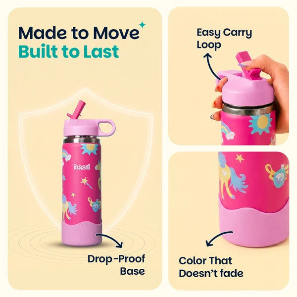 Basil HydraPop Insulated Stainless steel Sipper with Loop Handle- 600 ml