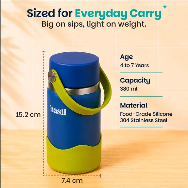Basil HydraPop Insulated Stainless steel Sipper with Carry Handle - 380ml