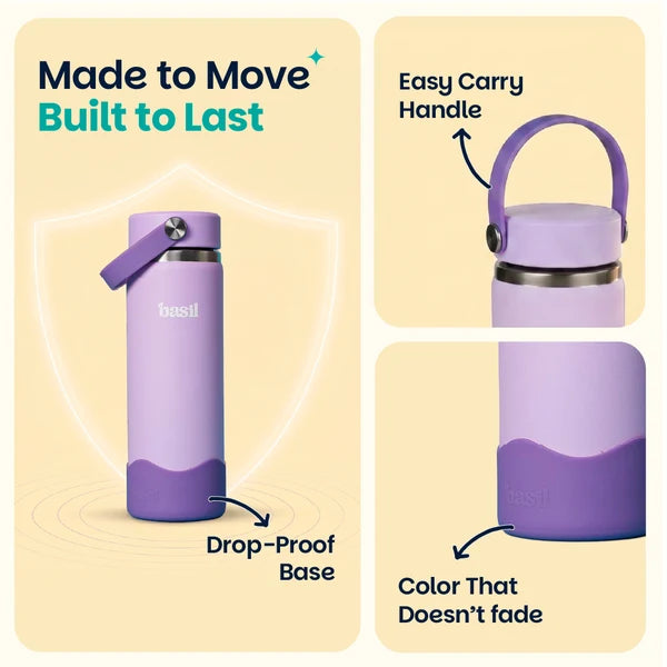 Basil HydraPop Insulated Stainless steel Sipper with Carry Handle- 600 ml